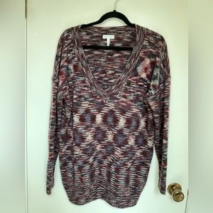 ✨Leith V Neckline Magenta Spacedye Acrylic Sweater Size L